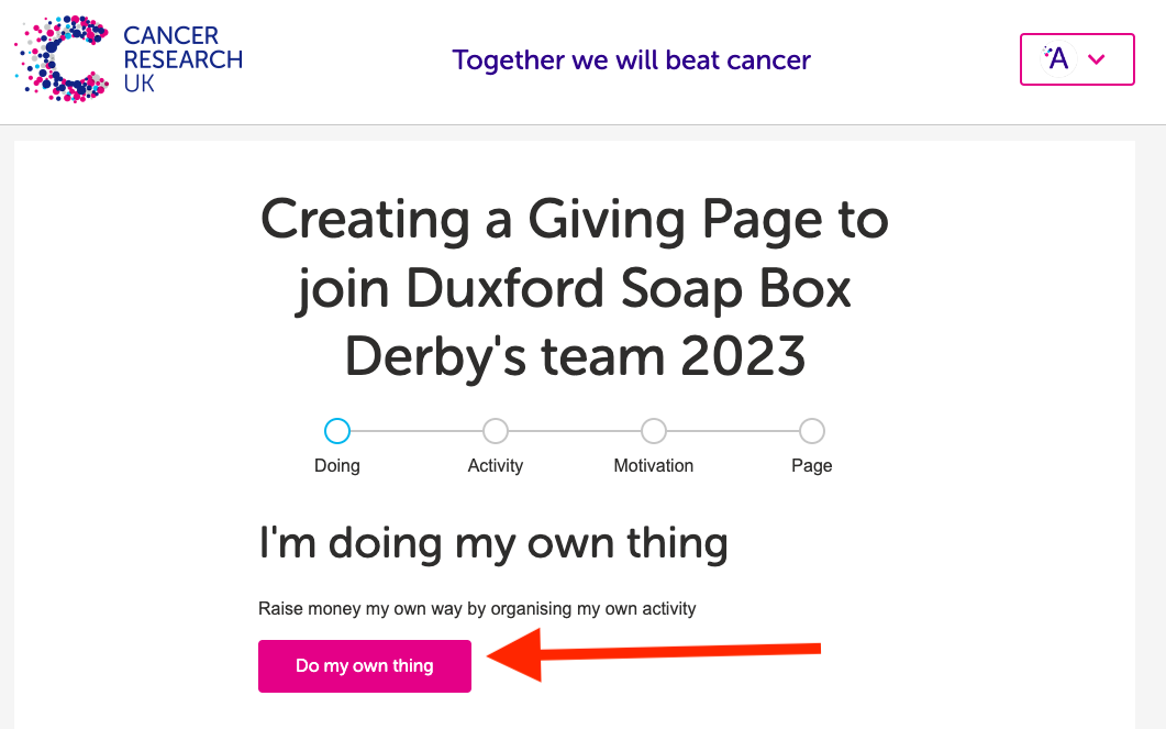 Create a CRUK Giving Page