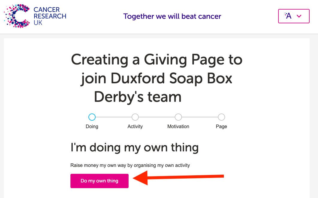 Create a CRUK Giving Page