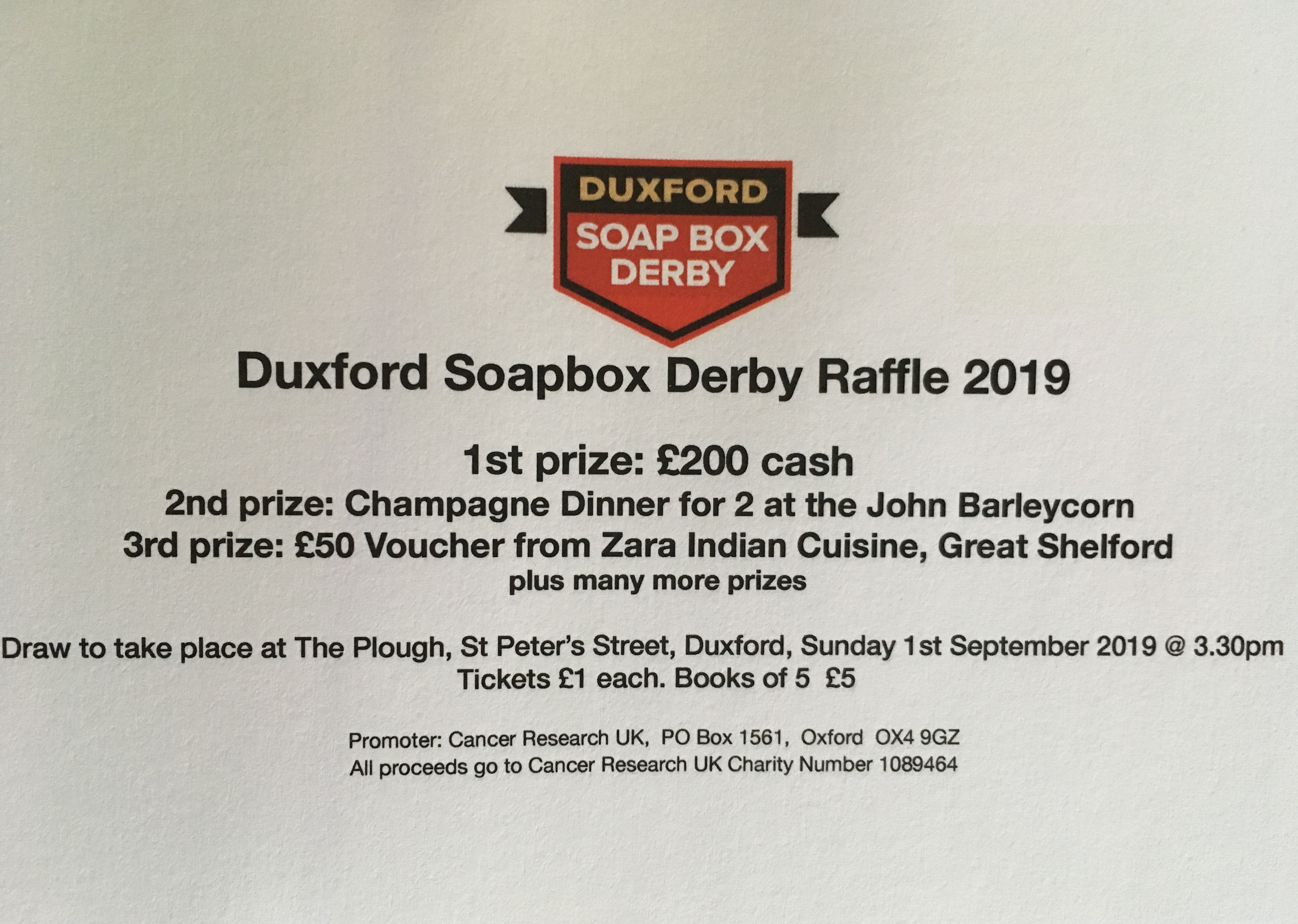 Soapbox derby raffle tickets